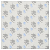 Cute Gray and Pastel Blue Baby Elephants Pattern Stof (Swatch)
