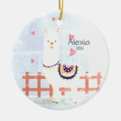 Cute Gray and Pink Alpaca kerstversiering Keramisch Ornament (Voorkant)