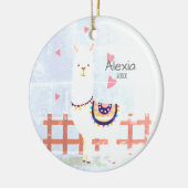 Cute Gray and Pink Alpaca kerstversiering Keramisch Ornament (Links)