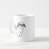 Cute Gray and White Shih Tzu Cartoon Dog Koffiemok (Voorkant links)