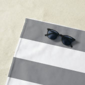 Cute Gray and White Stripes Personalized Strandlaken (In situ)