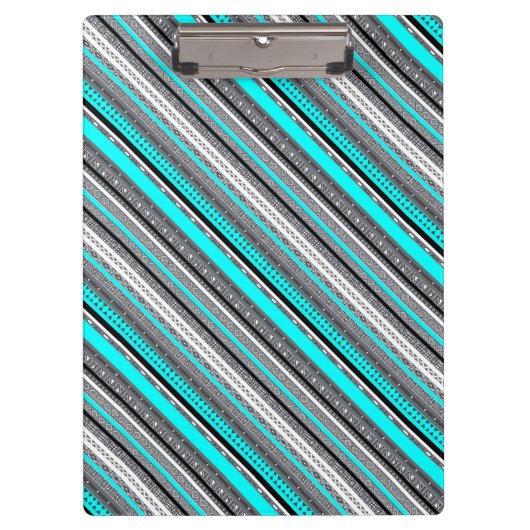 Cute gray aqua aztec patronen klembord (Voorkant)