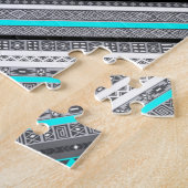 Cute gray aqua aztec patronen legpuzzel (Zijkant)