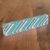 Cute gray aqua aztec patronen naambordje (Zijkant)
