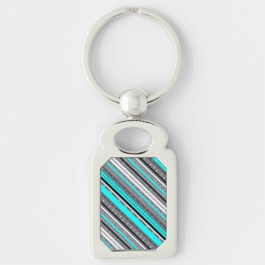 Cute gray aqua aztec patronen sleutelhanger (Voorkant)