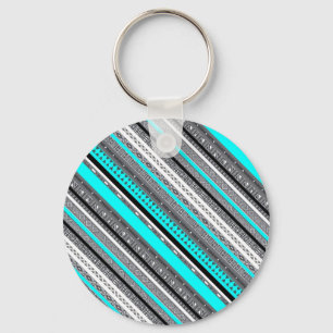 Cute gray aqua aztec patronen sleutelhanger