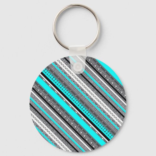 Cute gray aqua aztec patronen sleutelhanger (Voorkant)