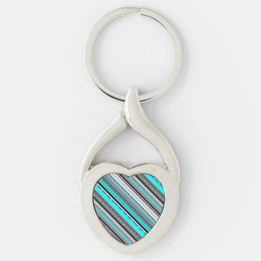 Cute gray aqua aztec patronen sleutelhanger (Voorkant)