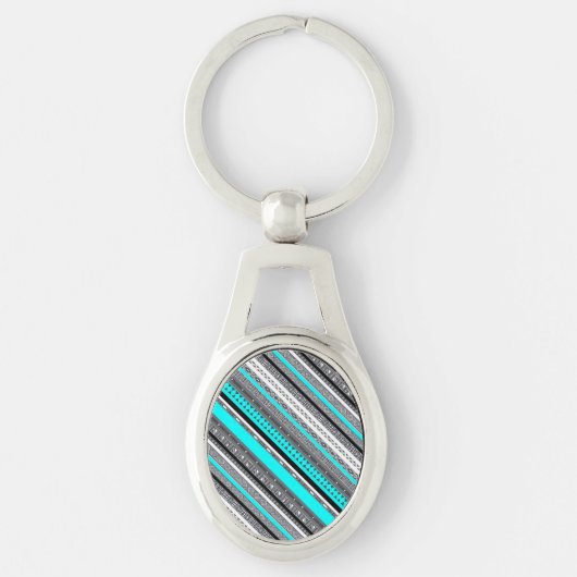Cute gray aqua aztec patronen sleutelhanger (Voorkant)