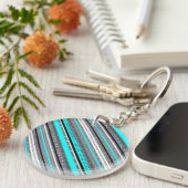 Cute gray aqua aztec patronen sleutelhanger (Voorkant Rechts)