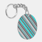 Cute gray aqua aztec patronen sleutelhanger (Voorkant Links)