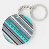 Cute gray aqua aztec patronen sleutelhanger (Achterkant)