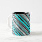 Cute gray aqua aztec patronen tweekleurige koffiemok (Voorkant links)