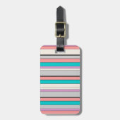 Cute gray aqua strepen bagagelabel (Voorkant verticaal)