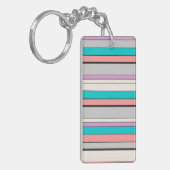 Cute gray aqua strepen sleutelhanger (Voorkant Links)