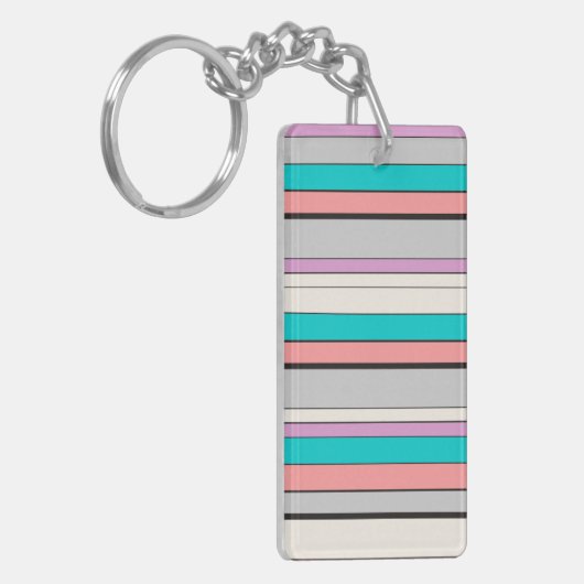Cute gray aqua strepen sleutelhanger (Voorkant Links)