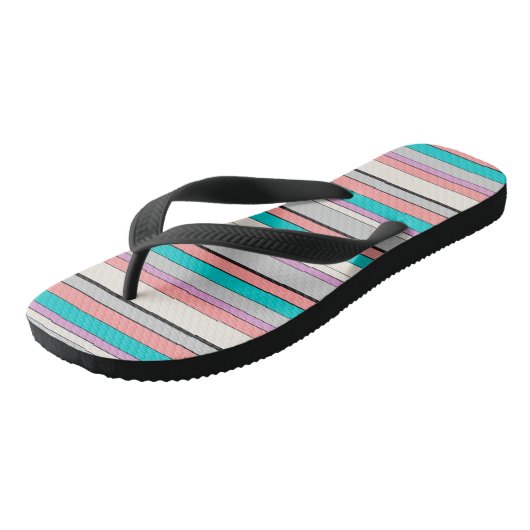 Cute gray aqua strepen teenslippers (Schuin)