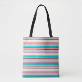 Cute gray aqua strepen tote bag (Voorkant)