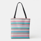 Cute gray aqua strepen tote bag (Achterkant)