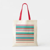 Cute gray aqua strepen tote bag (Achterkant)
