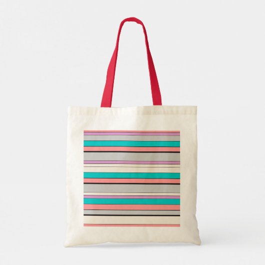 Cute gray aqua strepen tote bag (Achterkant)