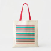 Cute gray aqua strepen tote bag (Voorkant)