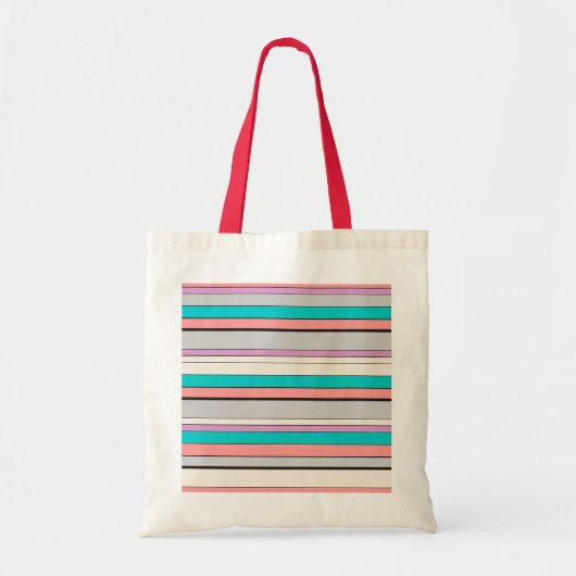 Cute gray aqua strepen tote bag (Voorkant)