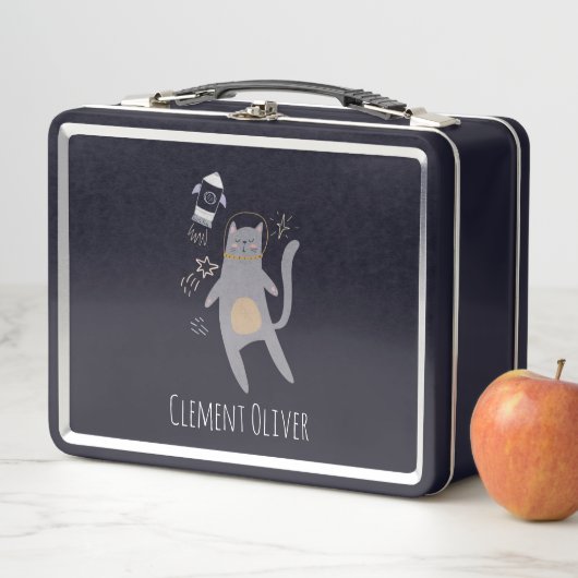 Cute Gray Astronaut Cat Custom Name (In situ)