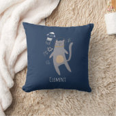 Cute Gray Astronaut Cat Custom Name Kussen (Deken)