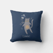 Cute Gray Astronaut Cat Custom Name Kussen (Voorkant)