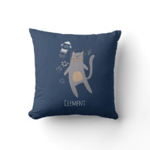 Cute Gray Astronaut Cat Custom Name