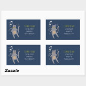 Cute Gray Astronaut Cat Custom Name Rechthoekige Sticker (Vel)