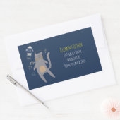 Cute Gray Astronaut Cat Custom Name Rechthoekige Sticker (Envelop)