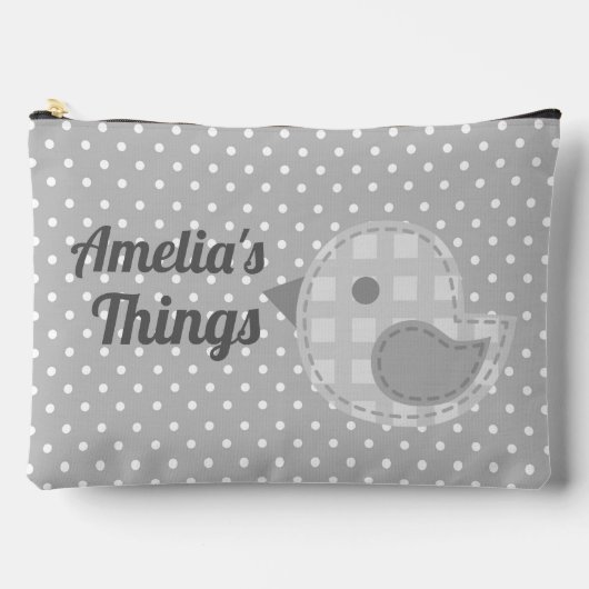 Cute Gray Baby Bird and Polka Dot Personalized Etui (Voorkant)