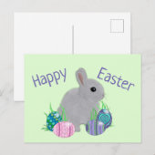 Cute Gray Baby Bunny Rabbit Easter Holiday Briefkaart (Voorkant / Achterkant)
