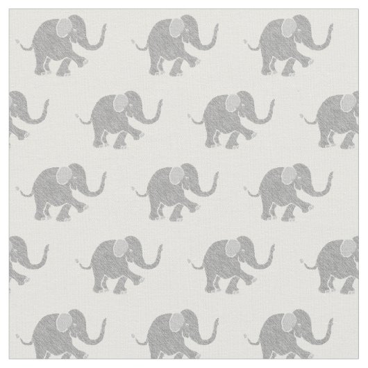 Cute Gray Baby Elephant Pattern Stof (Close Up)