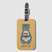 Cute Gray Beer Bagagelabel (Voorkant (verticaal))