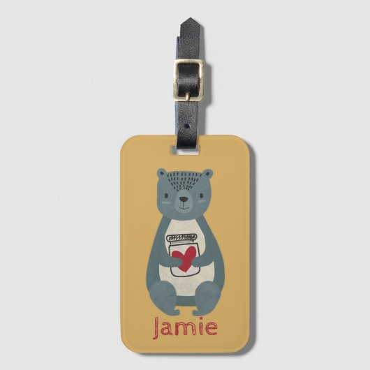 Cute Gray Beer Bagagelabel (Voorkant (verticaal))