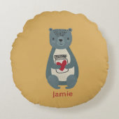 Cute Gray Beer Rond Kussen (Voorkant)