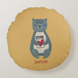 Cute Gray Beer Rond Kussen