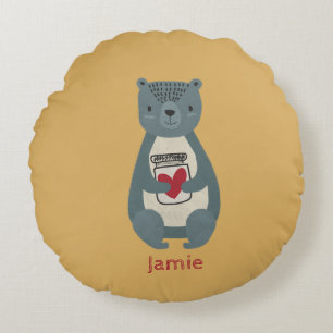 Cute Gray Beer Rond Kussen