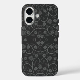 Cute gray bloemen patroon werpen kussen iPhone 16 hoesje