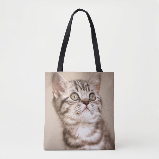 Cute Gray British Short Hair Kitten (Blue Tabby) Tote Bag (Voorkant)