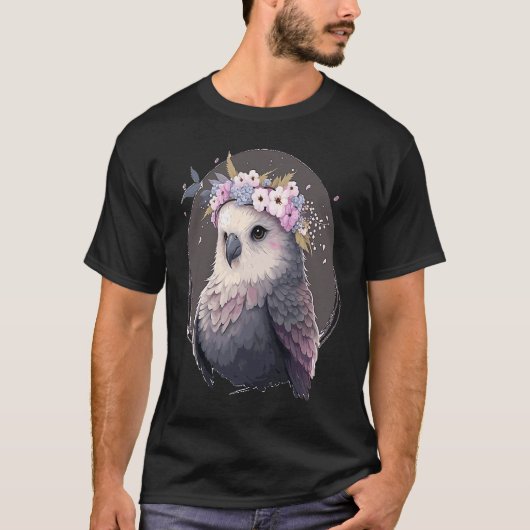 Cute Gray Budgie Paraket Bird Crown Pet Bi T-shirt (Voorkant)