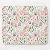 Cute Gray Bunny with Colorful Tulips Muismat (Voorkant)