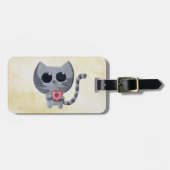 Cute Gray Cat en Donut Bagagelabel (Voorkant horizontaal)