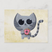 Cute Gray Cat en Donut Briefkaart (Voorkant)