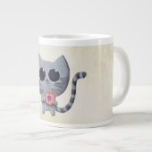 Cute Gray Cat en Donut Grote Koffiekop (Voorkant rechts)