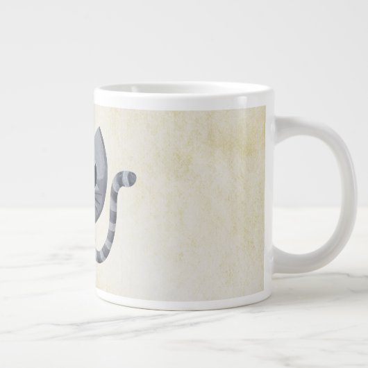 Cute Gray Cat en Donut Grote Koffiekop (Rechts)