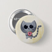 Cute Gray Cat en Donut Ronde Button 5,7 Cm (Voorkant /achterkant)